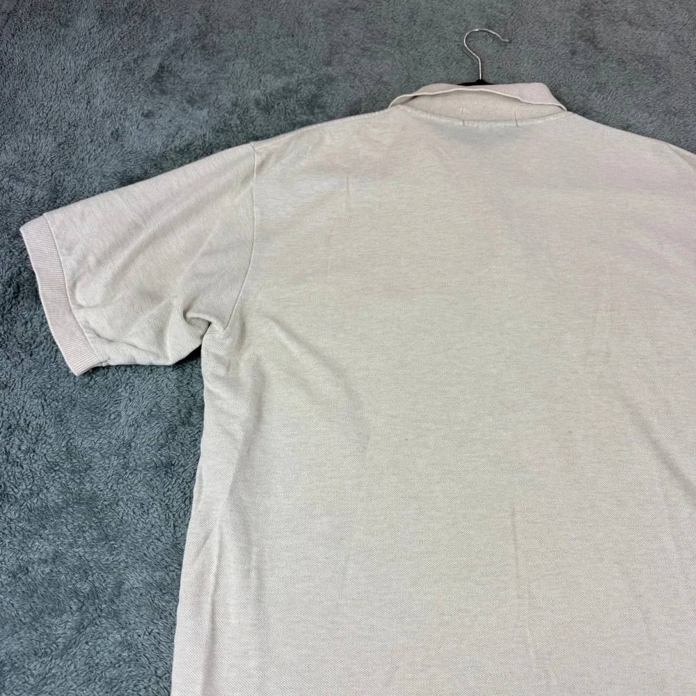 Polo Ralph Lauren Mens Large Cream Pique Short‎ Sleeve Pony Logo Polo Shirt